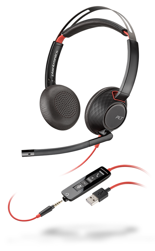 Poly (Plantronics) Blackwire C5220 Headset Mic 3.5mm and USB Double Ear-Pad 5200