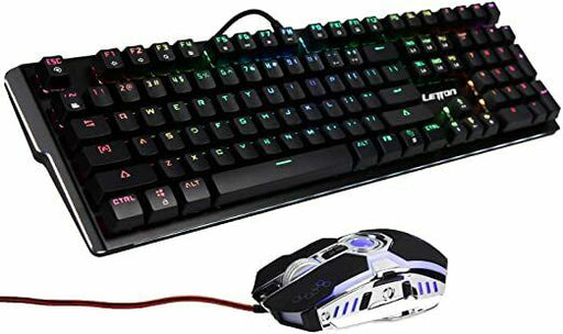 Mechanical Keyboard Mouse Gaming Kit W/Customizable RGB LED Backllt PC Or Mac