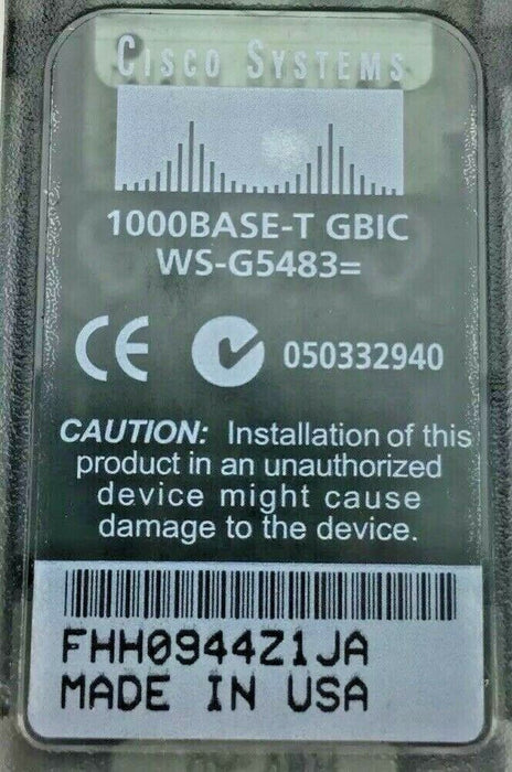 Cisco WS-G5483 GBIC Transceiver Module 1000BASE-T 100m RJ-45 1Gbps 050332940