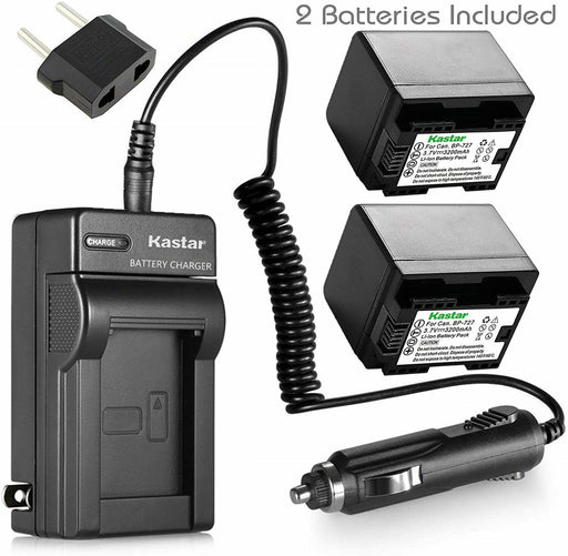 Kastar B00W0VZREG Battery 2-Pack + Charger for Canon BP-XXX and VIXIA HF XXXX